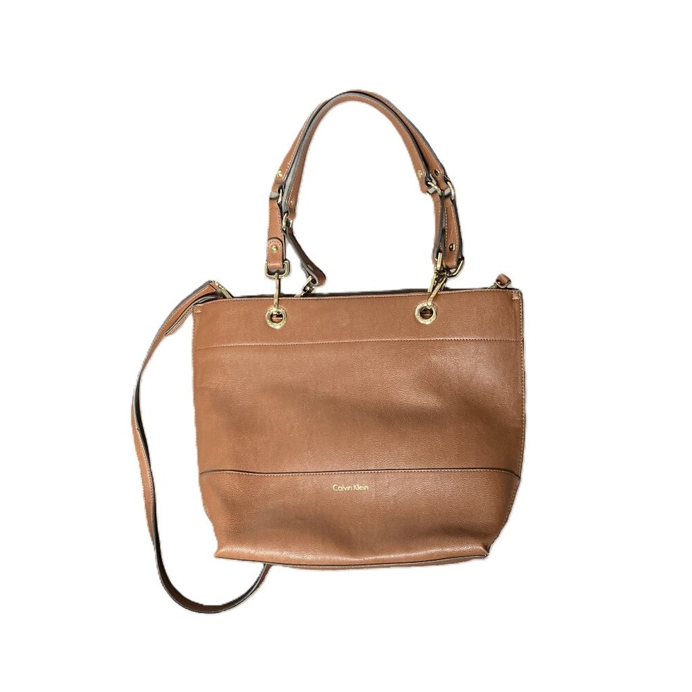 Calvin Klein Large Tote Bag, Leather. Removable Crossbody Strap + Handles